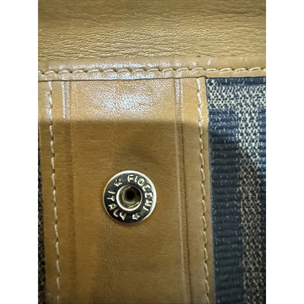 FENDI VINTAGE ZUCCA FF CANVAS LEATHER WALLET BIFOLD COIN CARD ITALY BROWN